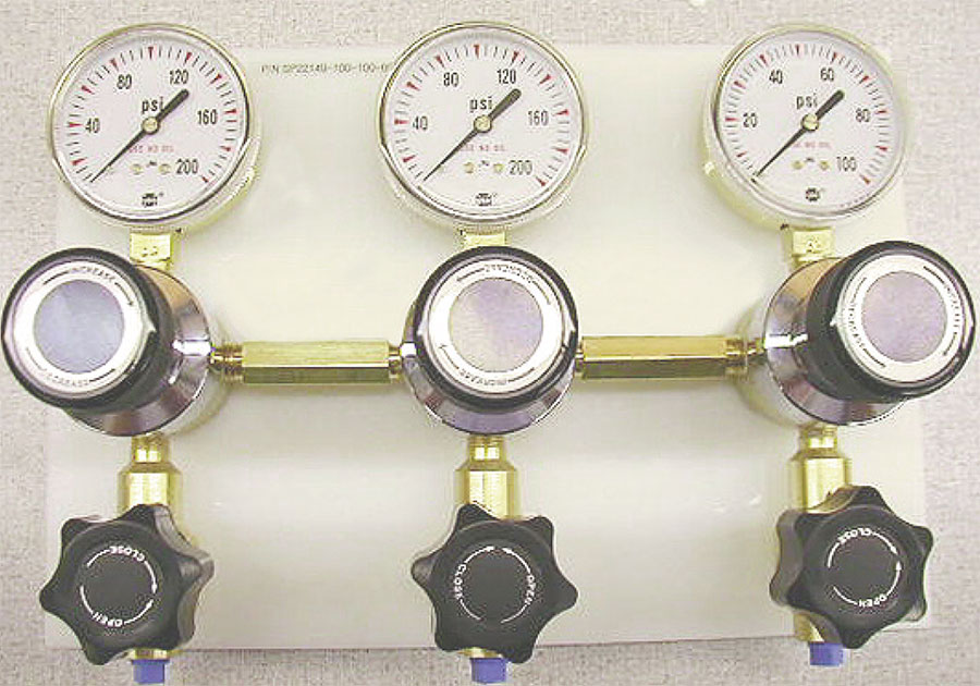 three-regulator panel – inlet may be from the left or the right